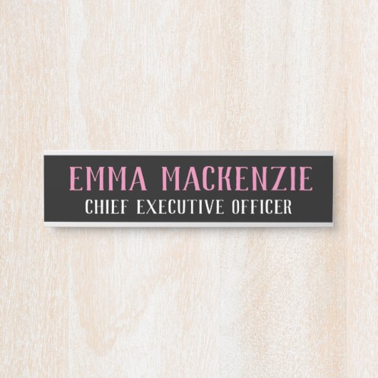 Naam Bord Roze Moderne Hangende Deurnaam Bord Deurbordje (Voorkant)