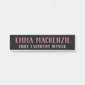 Naam Bord Roze Moderne Hangende Deurnaam Bord Deurbordje (Voorkant)