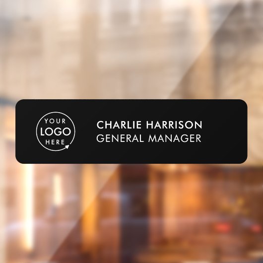 Naam Bord | Stijlvolle, zwarte zakelijke Logo Raamsticker (Vel 2)