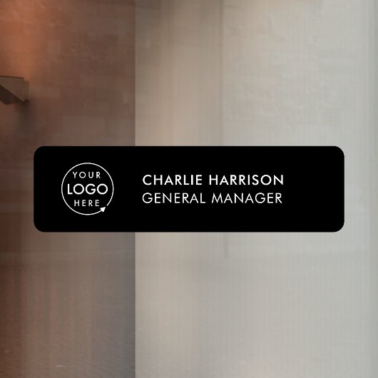 Naam Bord | Stijlvolle, zwarte zakelijke Logo Raamsticker