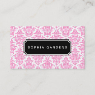 Naam Bord v3 - Damask - Roze Visitekaartje