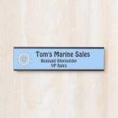 Naam Bord - Wit Helm op Blauwe Achtergrond Deurbordje (Voorkant)