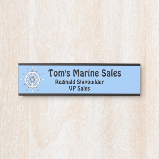 Naam Bord - Wit Helm op Blauwe Achtergrond Deurbordje (Voorkant)