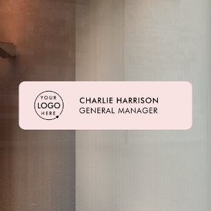 Naam Bord   Zakelijke Logo Blush roze finine Raamsticker