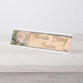 Naam borden kat lynx 2 . dieren. bureau naambordje (Voorkant)