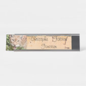 Naam borden kat lynx 2 . dieren. bureau naambordje (Voorkant)