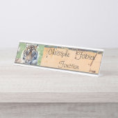 Naam borden kat tijger 2 . bureau naambordje (Voorkant)