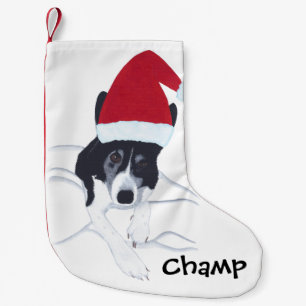 Naam Border Collie Santa Dog kerststaart Kleine Kerstsok