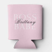 Naam Boss Babe Typografie Roze Blikjeskoeler (Achterkant)