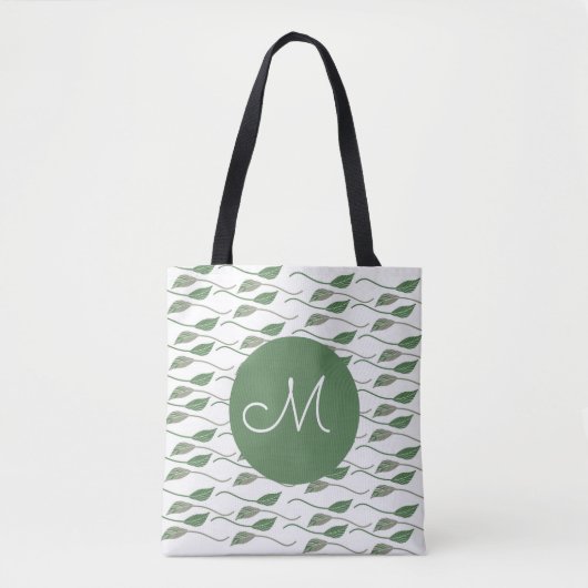 Naam botanisch bladgroen handgetekend patroon tote bag (Voorkant)