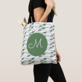 Naam botanisch bladgroen handgetekend patroon tote bag (Dichtbij)