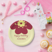 Naam Bourgogne Blossom Happy Birthday Papieren Bordje (Feest)