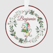 Naam Bourgondië Schattige Mouse Kerstboom Ornament (voorkant)