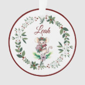 Naam Bourgondië Schattige Mouse Kerstboom Ornament (voorkant)