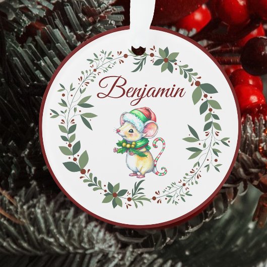 Naam Bourgondië Schattige Mouse Kerstboom Ornament