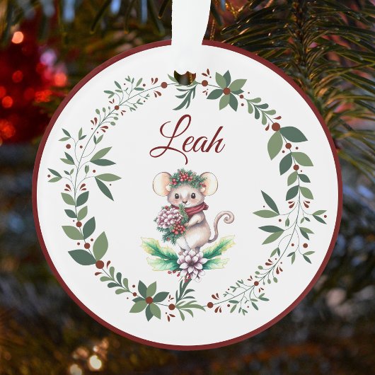 Naam Bourgondië Schattige Mouse Kerstboom Ornament