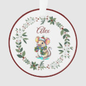 Naam Bourgondië Schattige Mouse Kerstboom Ornament (voorkant)