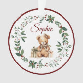 Naam Bourgondië Schattige Teddy Kerstboom Ornament (voorkant)