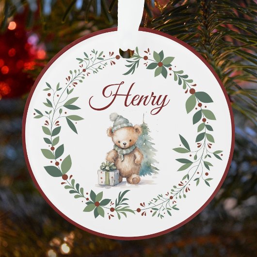 Naam Bourgondië Schattige Teddy Kerstboom Ornament