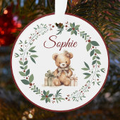 Naam Bourgondië Schattige Teddy Kerstboom Ornament