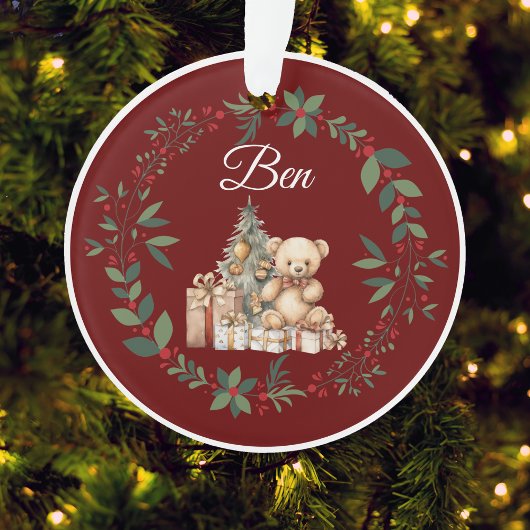 Naam Bourgondië Schattige Teddy Kerstboom Ornament