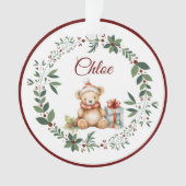 Naam Bourgondië Schattige Teddy Kerstboom Ornament (voorkant)