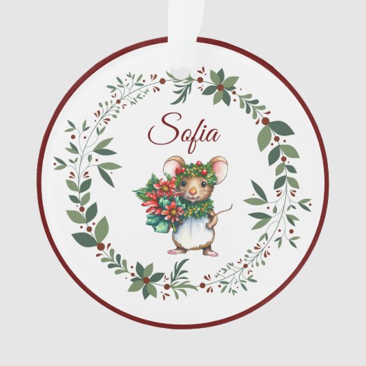 Naam Bourgondische zoete muis kerstboom Ornament (voorkant)