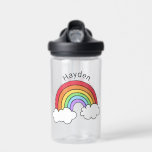 Naam boven de regenboog, gepersonaliseerd waterfles<br><div class="desc">Helder en kleurrijk regenboogontwerp gepersonaliseerd met de naam van uw kind.</div>