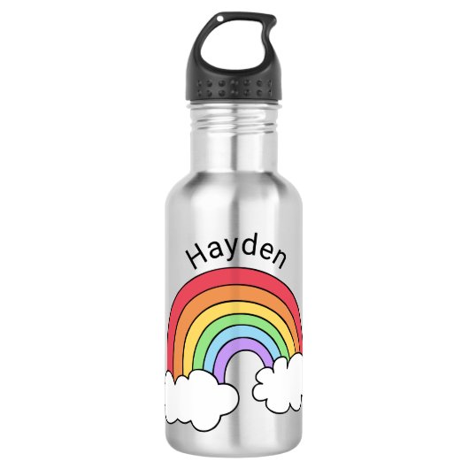Naam boven de regenboog, gepersonaliseerd waterfles  (Voorkant)