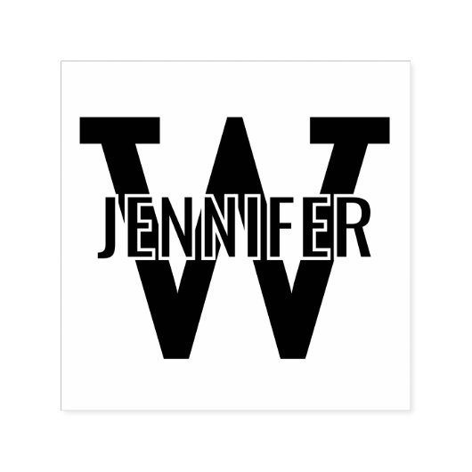 Naam boven eenvoudige vetgedrukte enkele initiaal zelfinktende stempel (Design)