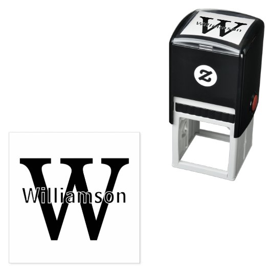 Naam boven eenvoudige vette enkele initiële monogr zelfinktende stempel (In situ)