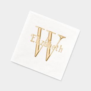 Naam boven enkele vetgedrukte initialen #35 folie servetten