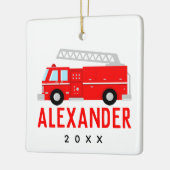 Naam brandende vrachtwagen keramisch ornament (Links)