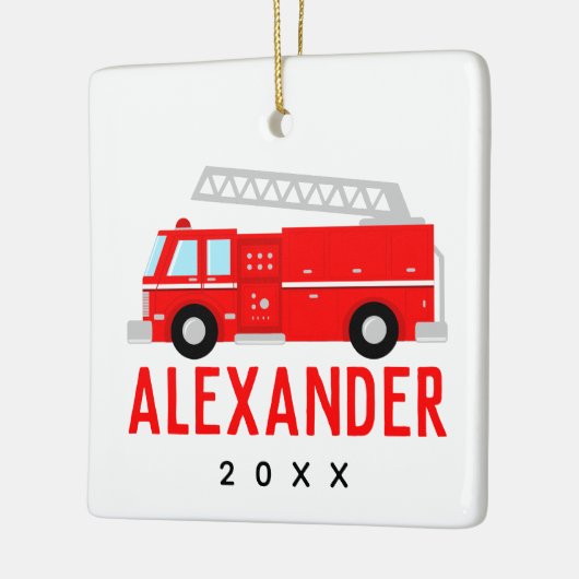 Naam brandende vrachtwagen keramisch ornament (Links)