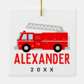 Naam brandende vrachtwagen keramisch ornament (Achterkant)