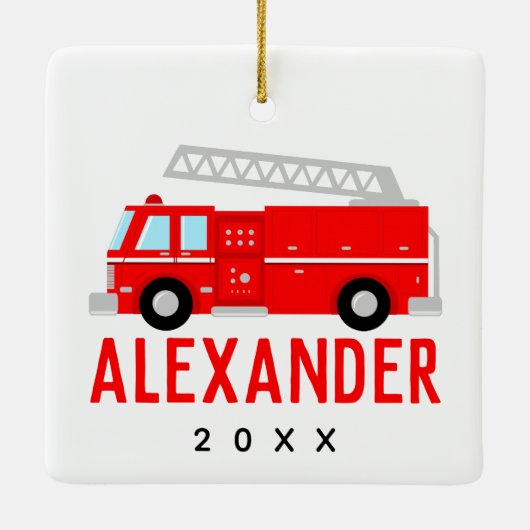 Naam brandende vrachtwagen keramisch ornament (Achterkant)