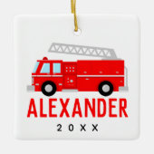 Naam brandende vrachtwagen keramisch ornament (Voorkant)