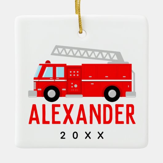 Naam brandende vrachtwagen keramisch ornament (Voorkant)