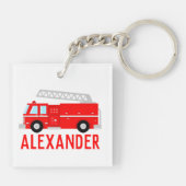 Naam brandende vrachtwagen sleutelhanger (Achterkant)