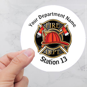 Naam brandweer, Logo en stationsnummer Ronde Sticker