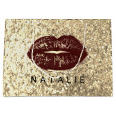 Naam Bridal Brown Kiss Lips Glitter Champagne Gold Groot Cadeauzakje (Voorkant)