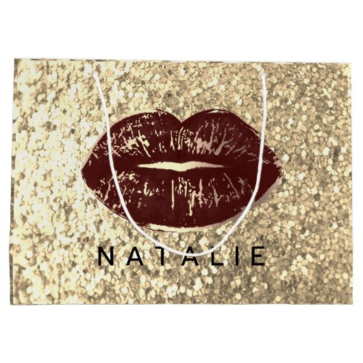 Naam Bridal Brown Kiss Lips Glitter Champagne Gold Groot Cadeauzakje (Achterkant)