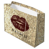 Naam Bridal Brown Kiss Lips Glitter Champagne Gold Groot Cadeauzakje (Achterkant Gekanteld)