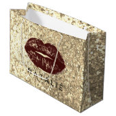 Naam Bridal Brown Kiss Lips Glitter Champagne Gold Groot Cadeauzakje (Voorkant Gekanteld)