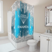 Naam Bridal Glitter Drift Grey Blauwgroen Blue Dia Douchegordijn (In situ)