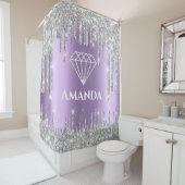 Naam Bridal Glitter Drift Grey Violet Diamond Douchegordijn (In situ)