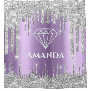 Naam Bridal Glitter Drift Grey Violet Diamond Douchegordijn