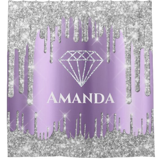 Naam Bridal Glitter Drift Grey Violet Diamond Douchegordijn (Voorkant)