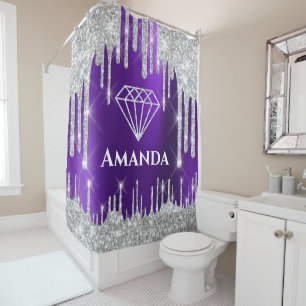 Naam Bridal Glitter Drift Grey Violet Diamond Douchegordijn