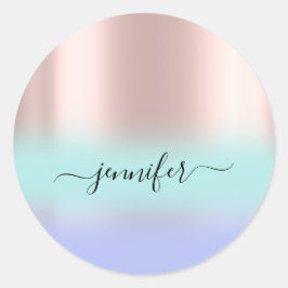 Naam Bridal OMBRE. Dank Blue Ocean Roos Ronde Sticker